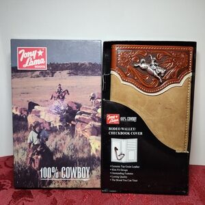 VINTAGE DEADSTOCK Tony Lama Leather Rodeo Wallet Checkbook Bifold